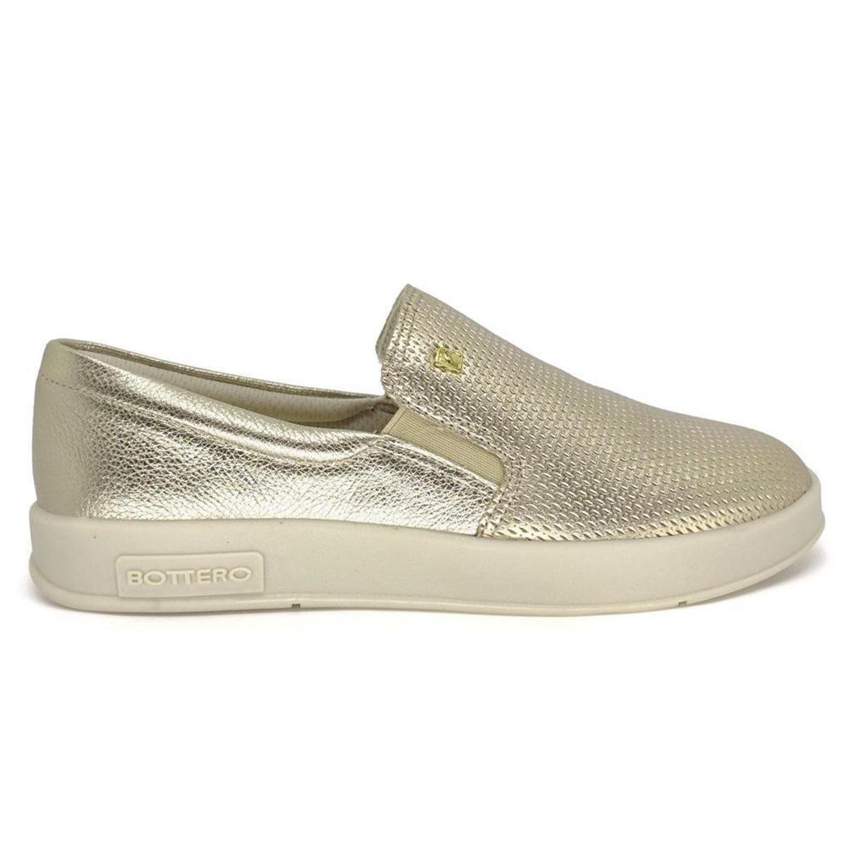 Tênis Slip On Feminino Bottero Couro Metalizado 357301 Menor preço em Tênis Slip On Feminino Bottero Couro Metalizado 357301