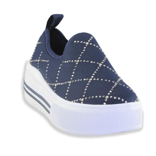 Tênis Slip On Feminino Casual Conforto Macio Moda Dia a Dia - Azul Menor preço em Tênis Slip On Feminino Casual Conforto Macio Moda Dia a Dia - Azul