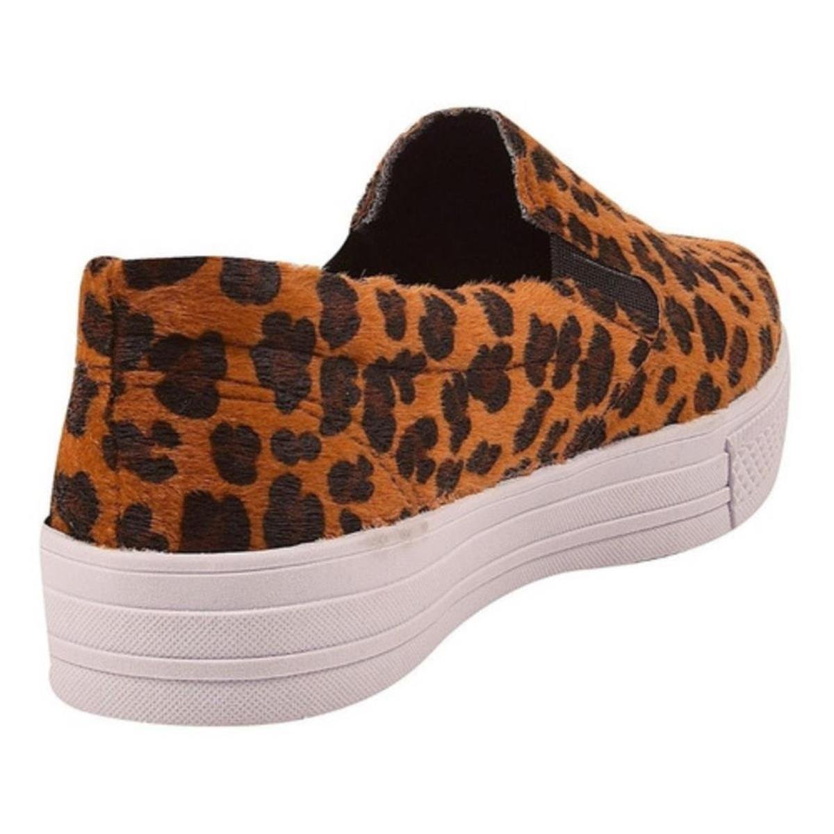 Tênis Slip On Feminino Estampada Animal Print Casual Marrom Netshoes