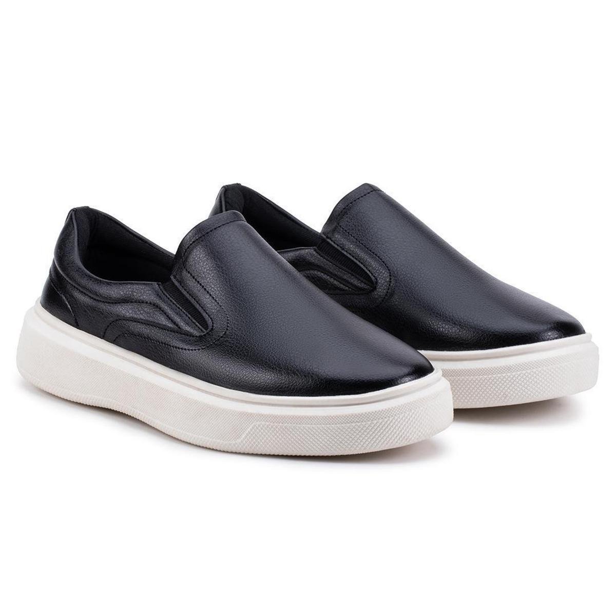 Tênis Slip On Iate Estilo Shoes Masculino Couro Confortável Calce Fácil
