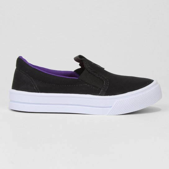 Tênis Slip On Infantil Fatal Básico Jim Cano Baixo - Preto+Roxo Menor preço em Tênis Slip On Infantil Fatal Básico Jim Cano Baixo - Preto+Roxo