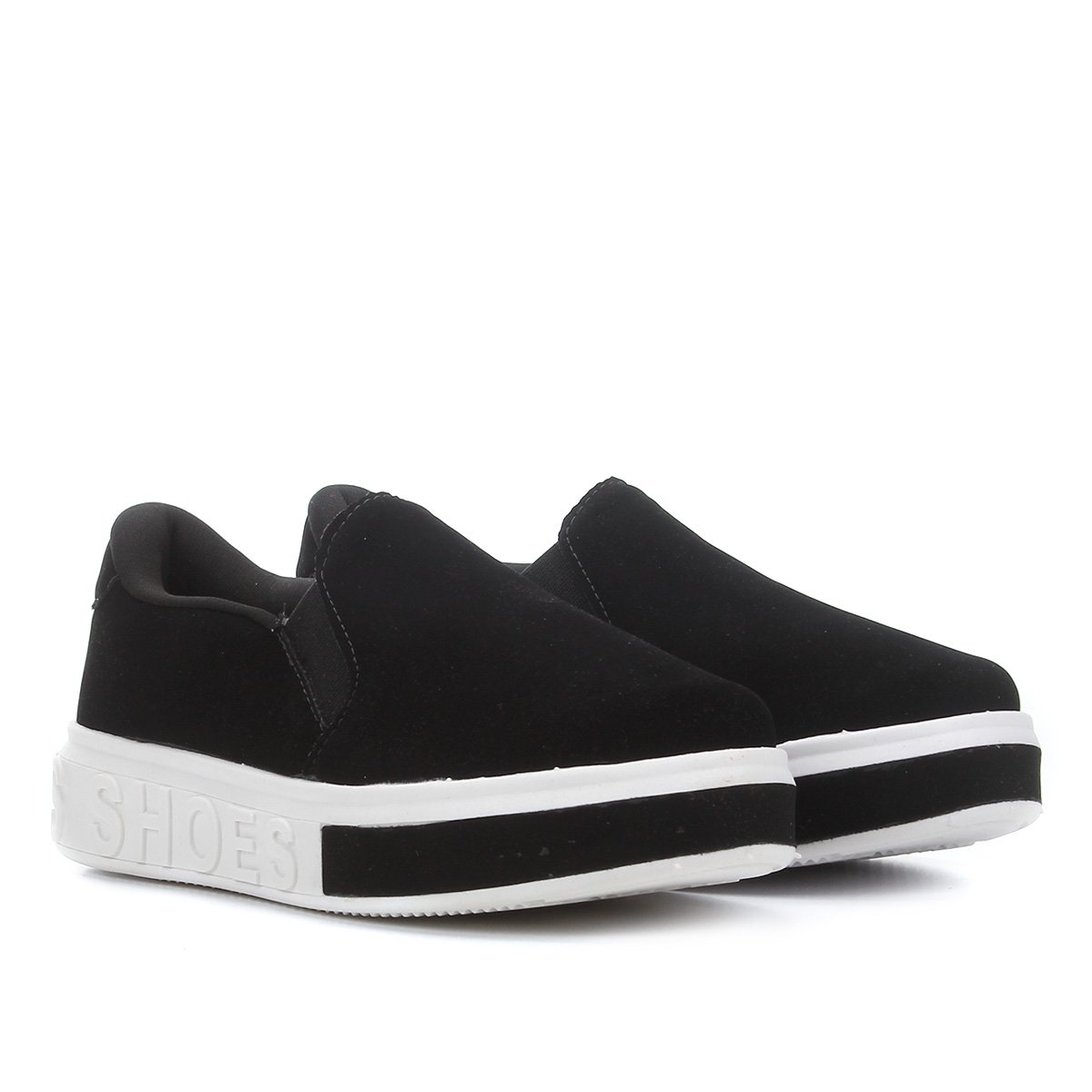 Tênis Slip On Infantil Joy's Elásticos Feminino - Preto | Netshoes