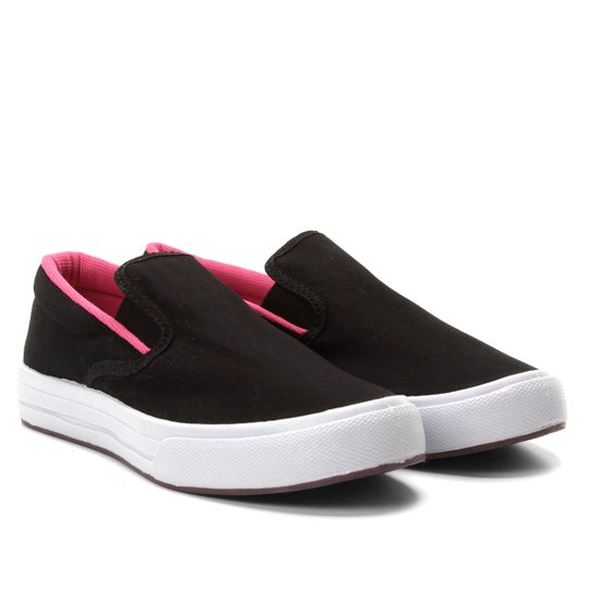 Tênis Slip On Infantil Kurz Sem Cadarço - Preto e Pink Menor preço em Tênis Slip On Infantil Kurz Sem Cadarço - Preto e Pink
