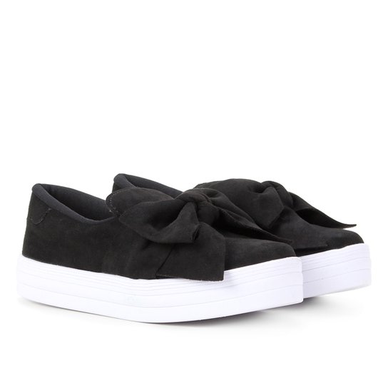 Tênis Slip On Infantil Menina Fashion Laço Feminino - Preto Menor preço em Tênis Slip On Infantil Menina Fashion Laço Feminino - Preto