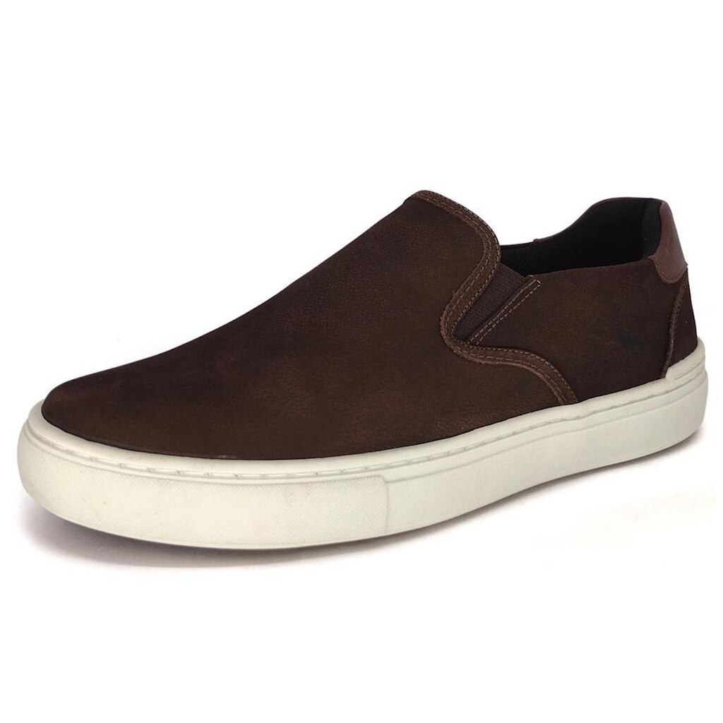 Tênis Slip On Masculino Couro Acostamento