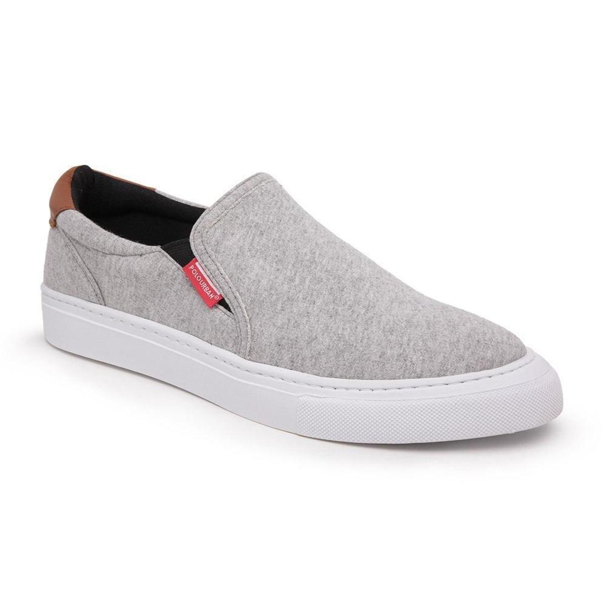 Tênis Slip On Masculino Couro Confortável Casual Dia a Dia - Cinza |  Netshoes