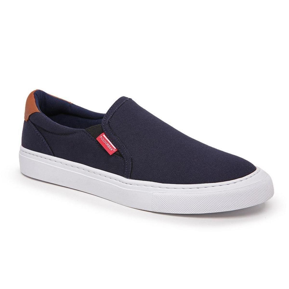 Tênis Slip On Masculino Couro Confortável Casual Dia a Dia - Marinho |  Netshoes
