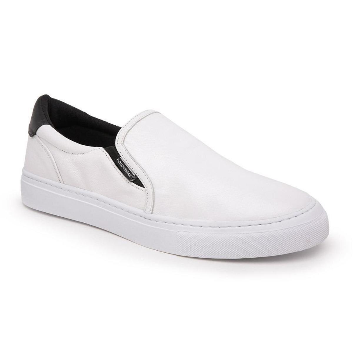 Tênis Slip On Masculino Couro Confortável Casual Dia a Dia - Branco |  Netshoes