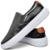 Tênis Slip On Masculino Couro Confortável Dia a Dia - Preto