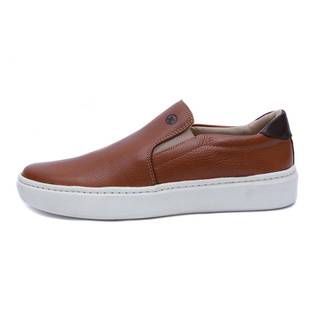 Tênis Slip On Masculino de Couro Casual Francashoes NS Strike