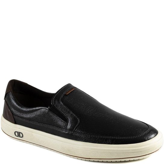 Tênis Slip On Masculino Denim Go Em Couro Democrata 290102 - Preto Menor preço em Tênis Slip On Masculino Denim Go Em Couro Democrata 290102 - Preto