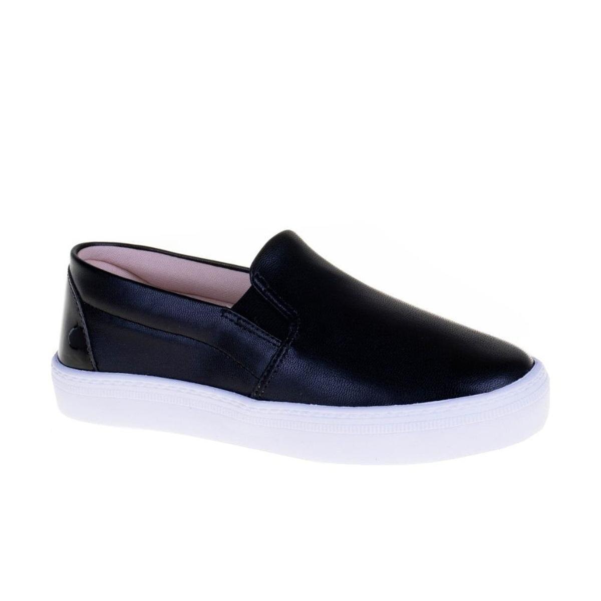 Tênis Slip On Mini Sua Cia Calcanhar Verniz Infantil - Preto | Netshoes