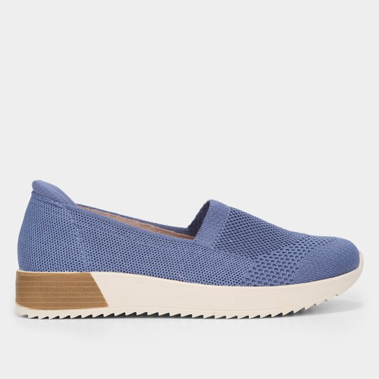 Tênis Slip On Modare Tratorado Feminino - Azul+Bege Menor preço em Tênis Slip On Modare Tratorado Feminino - Azul+Bege