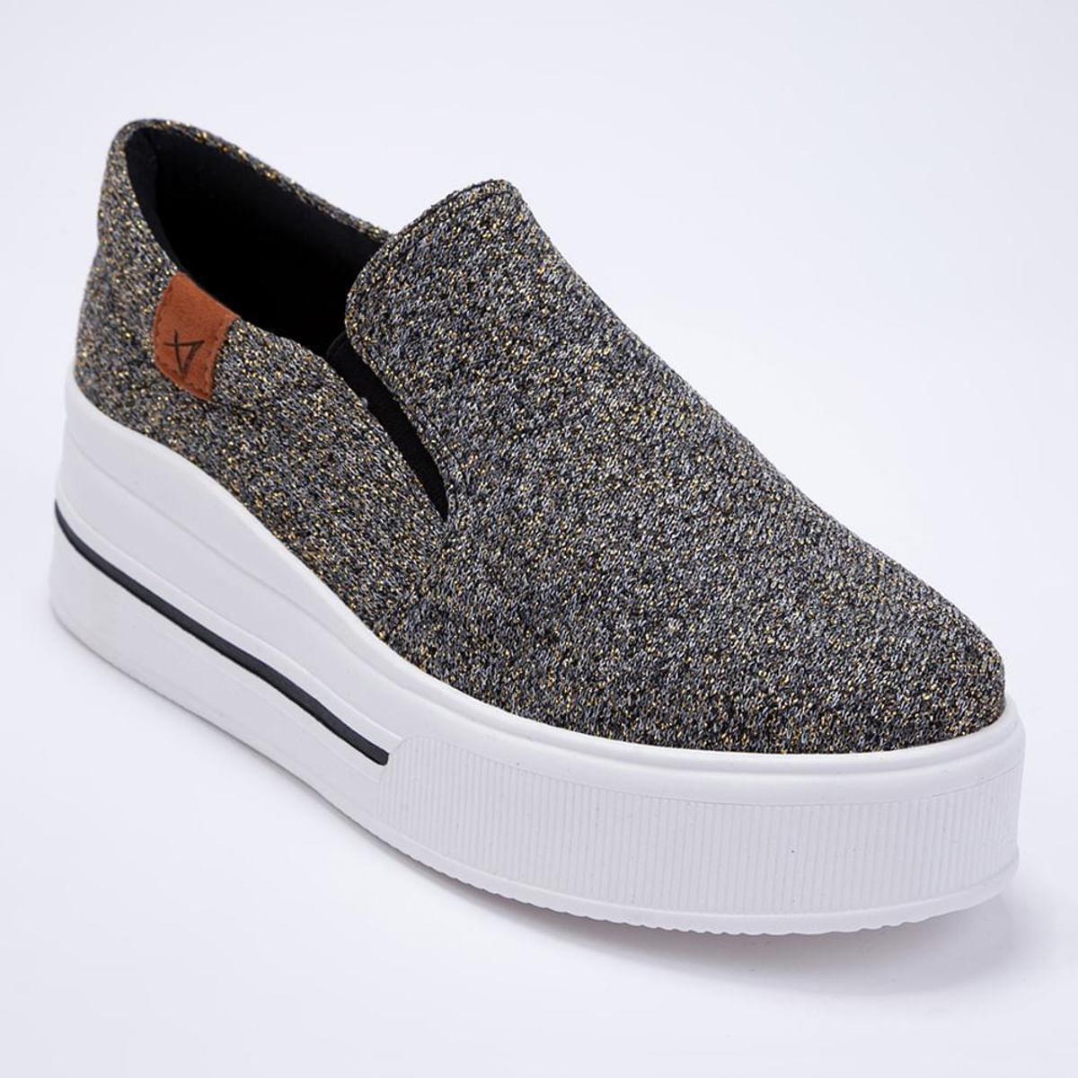 Tênis Slip On Plataforma Antique Vértice Feminino - Preto | Netshoes