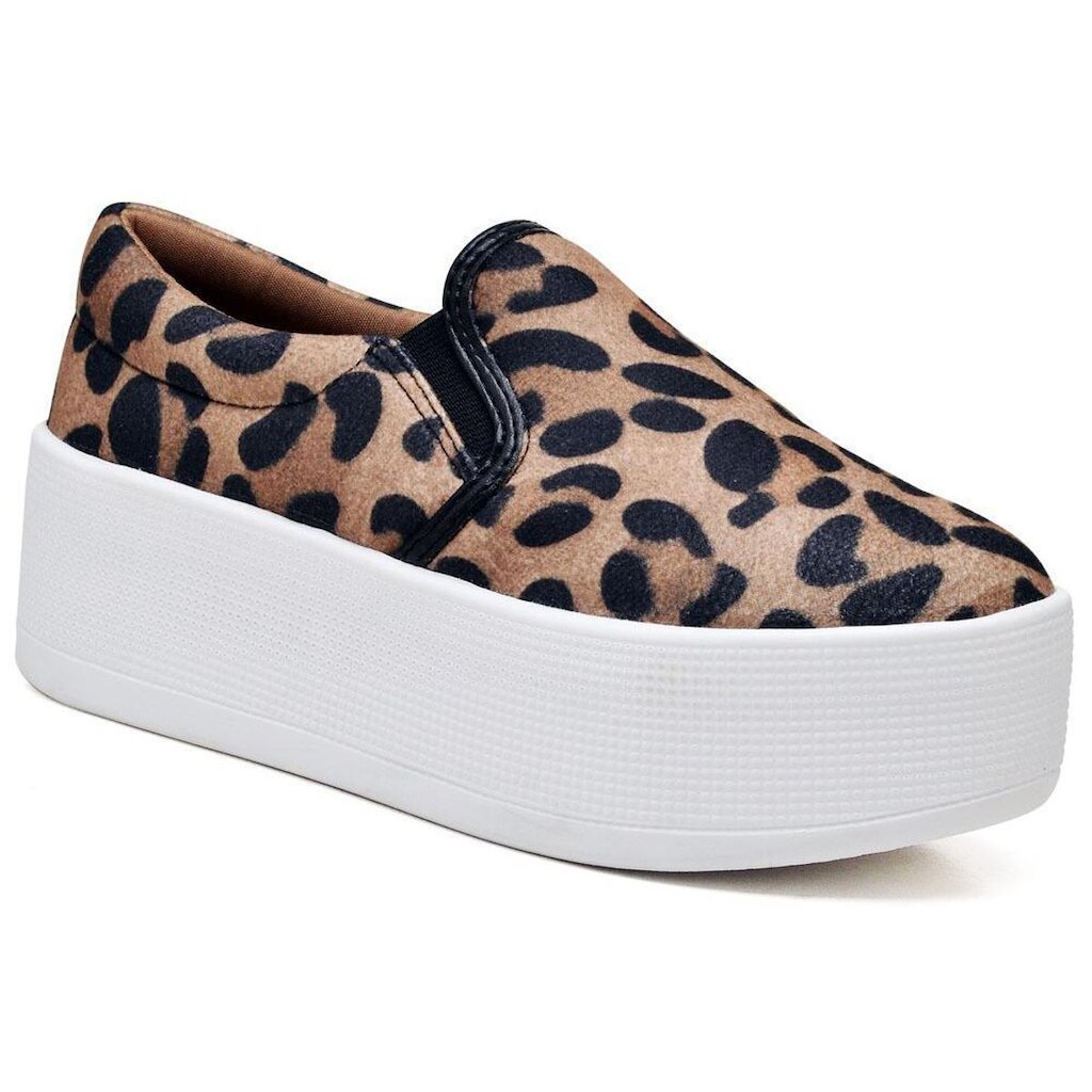 Tênis Slip On Plataforma Feminino Onça Dia a Dia Moderno