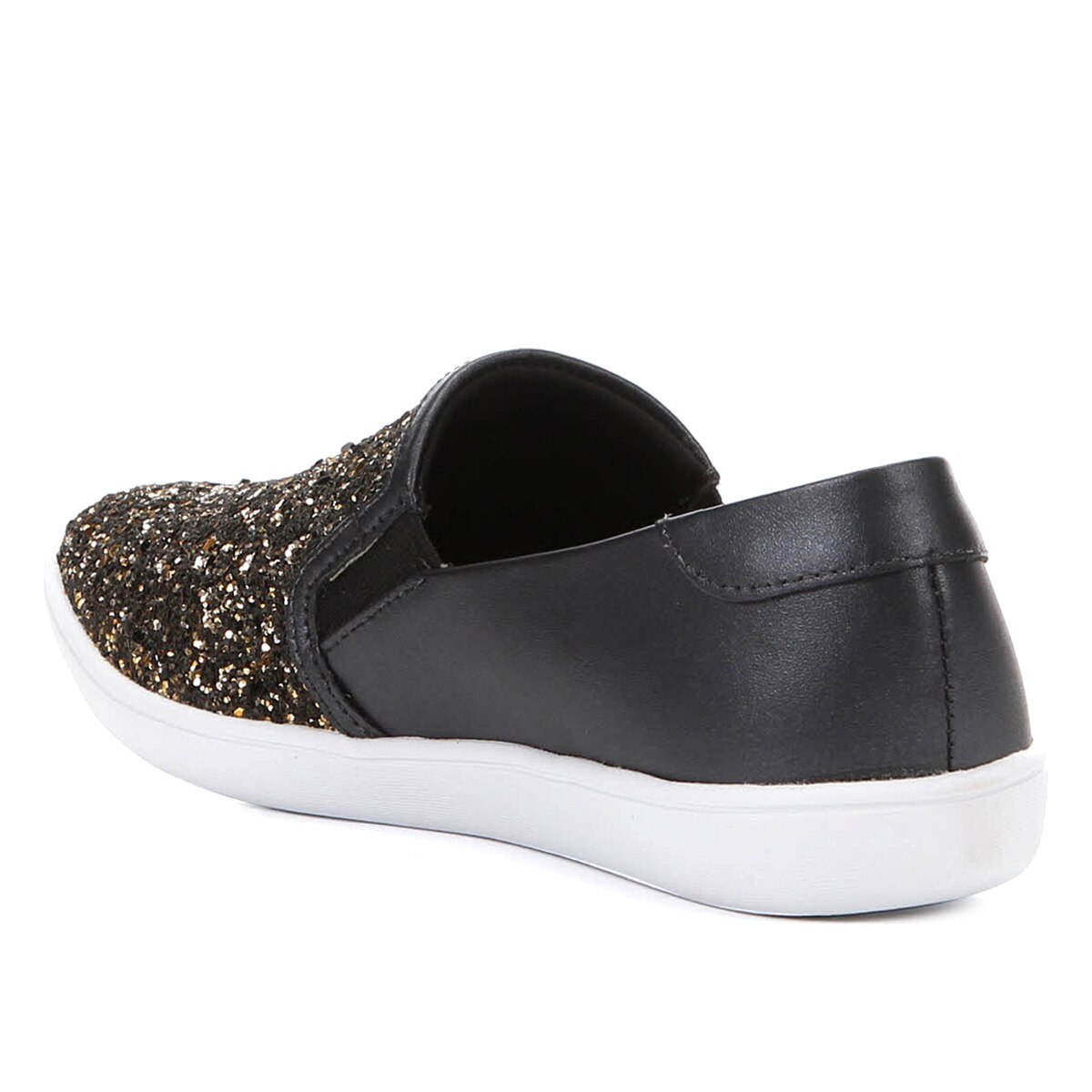 Tênis Slip On Usaflex Brilho Feminino - Preto+Dourado | Netshoes