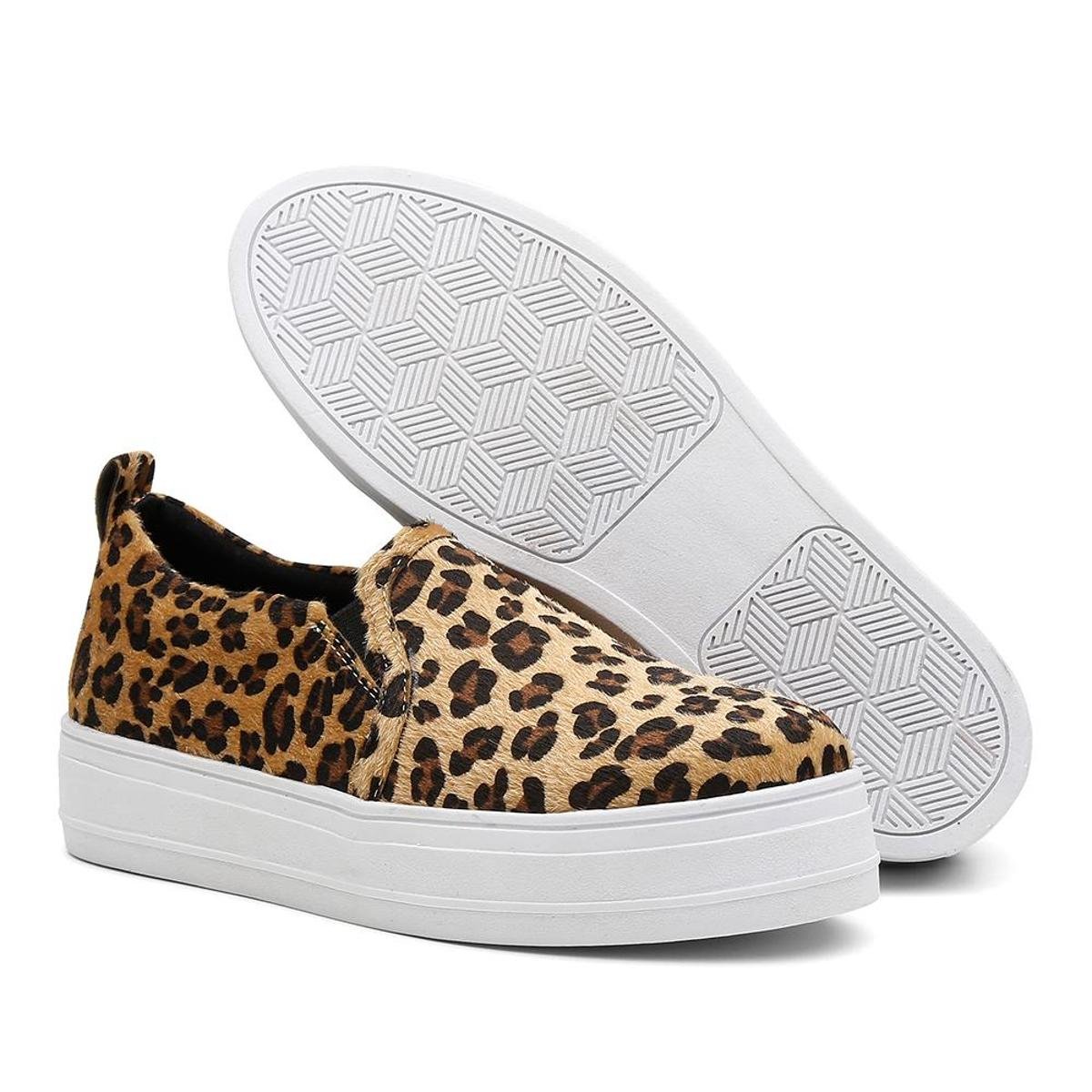 Tênis Slip On Vicerinne Casual Animal Print Feminino Marrom Netshoes