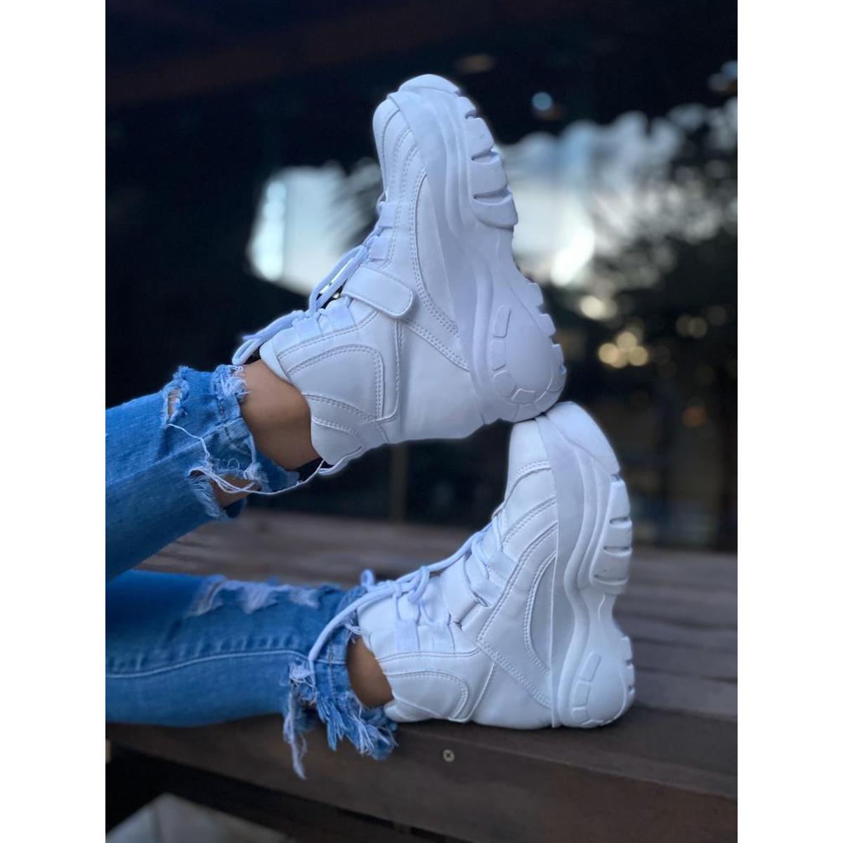 Tênis Sneaker Buffalo Feminino Plataforma Cano Alto Conforto - Branco |  Netshoes