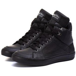 Tênis Sneaker Couro Basqueteira Calçado Fitness