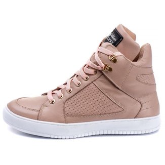 Tênis Sneaker Couro Basqueteira Calçado Fitness