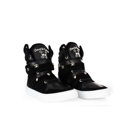 Tênis Sneaker Feminino em Couro Bota Treino Cheia de Marra - Preto Menor preço em Tênis Sneaker Feminino em Couro Bota Treino Cheia de Marra - Preto