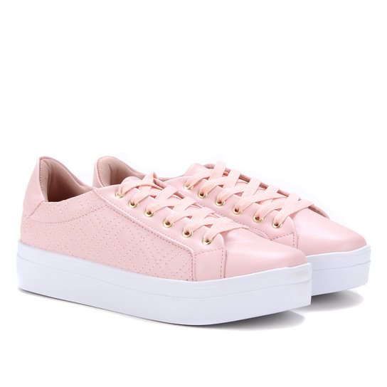 Tênis Somoda Sola Caixa Bordado Feminino - Nude Menor preço em Tênis Somoda Sola Caixa Bordado Feminino - Nude
