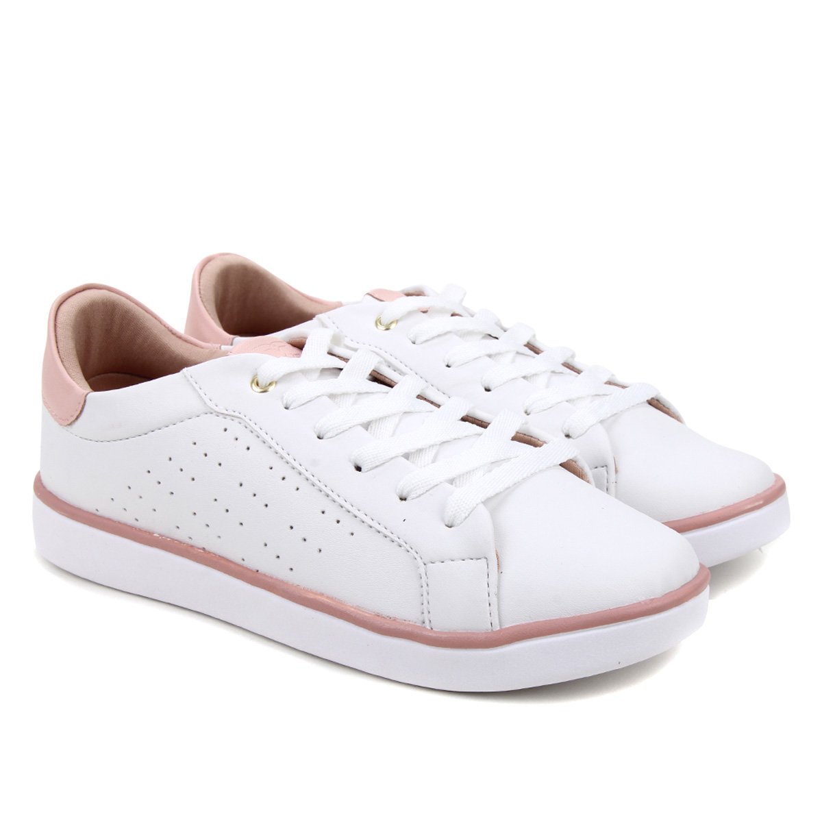 Tênis Somoda Sola Caixa Perfuros - Branco+Rosa | Netshoes