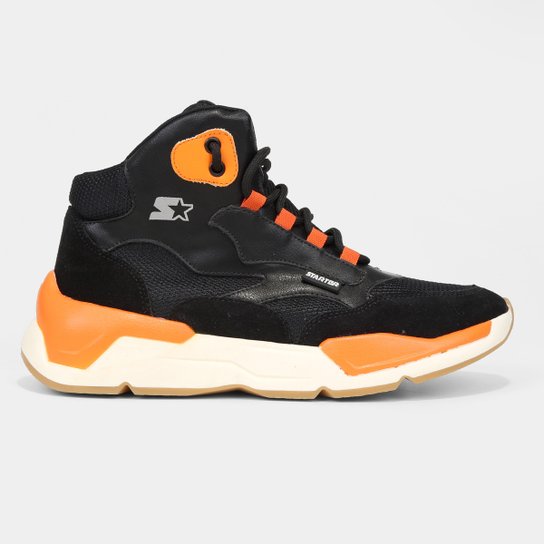 Tênis Starter Cano Médio Masculino - Preto+Laranja Menor preço em Tênis Starter Cano Médio Masculino - Preto+Laranja