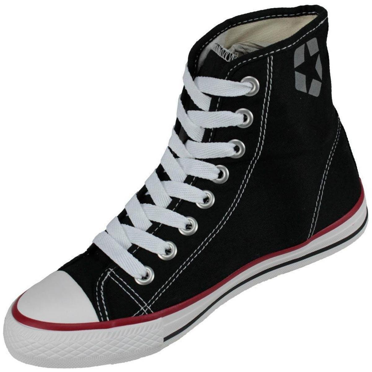 Tênis Street Star Canvas Cano Alto - Preto+Branco | Netshoes