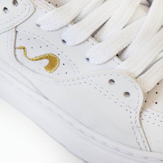 Tênis Tesla Fusion Pro Model Denis Silva White Gold - Branco/Dourado (2001.14)
