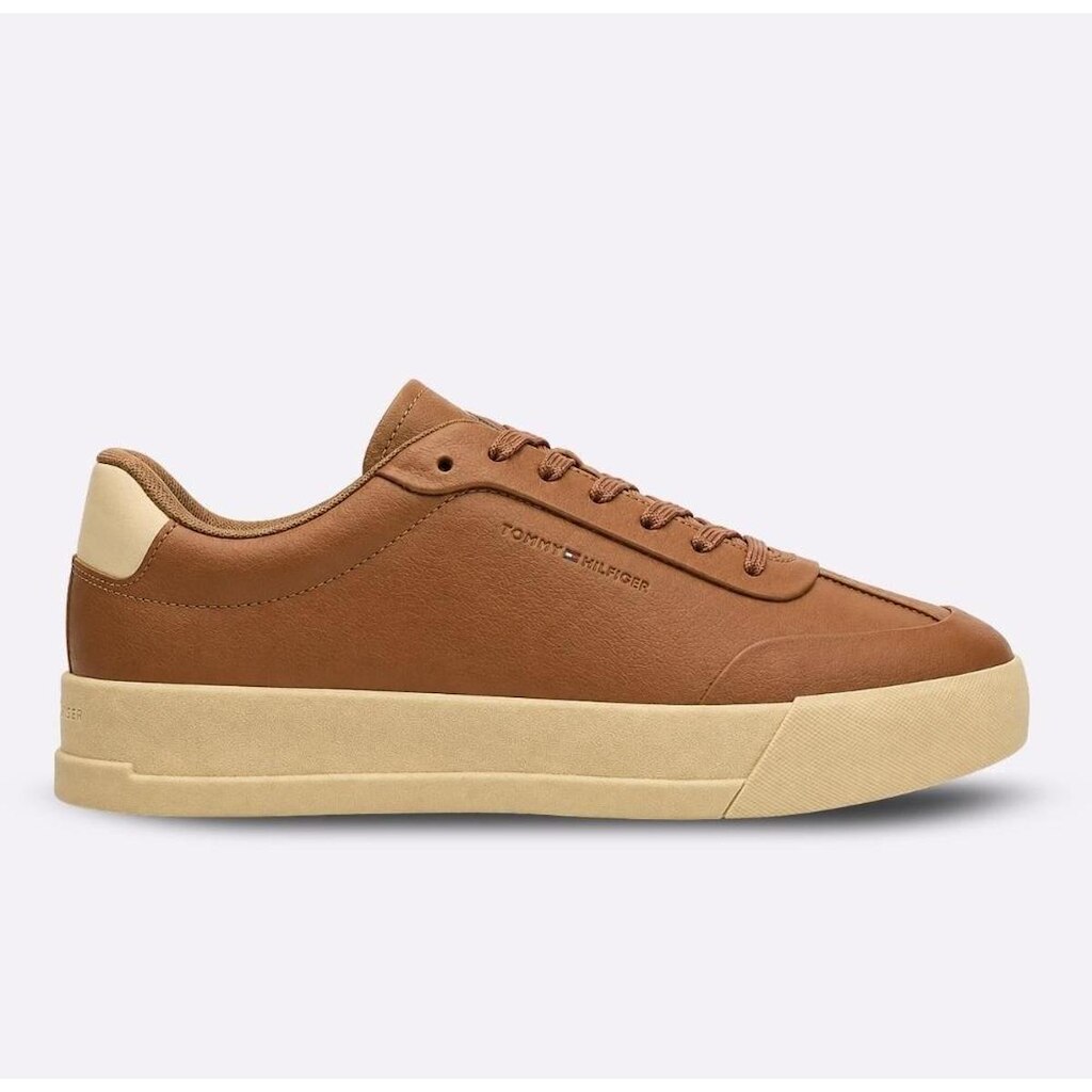 Tênis Tommy Hilfiger Pebble Grain Court Masculino Marrom