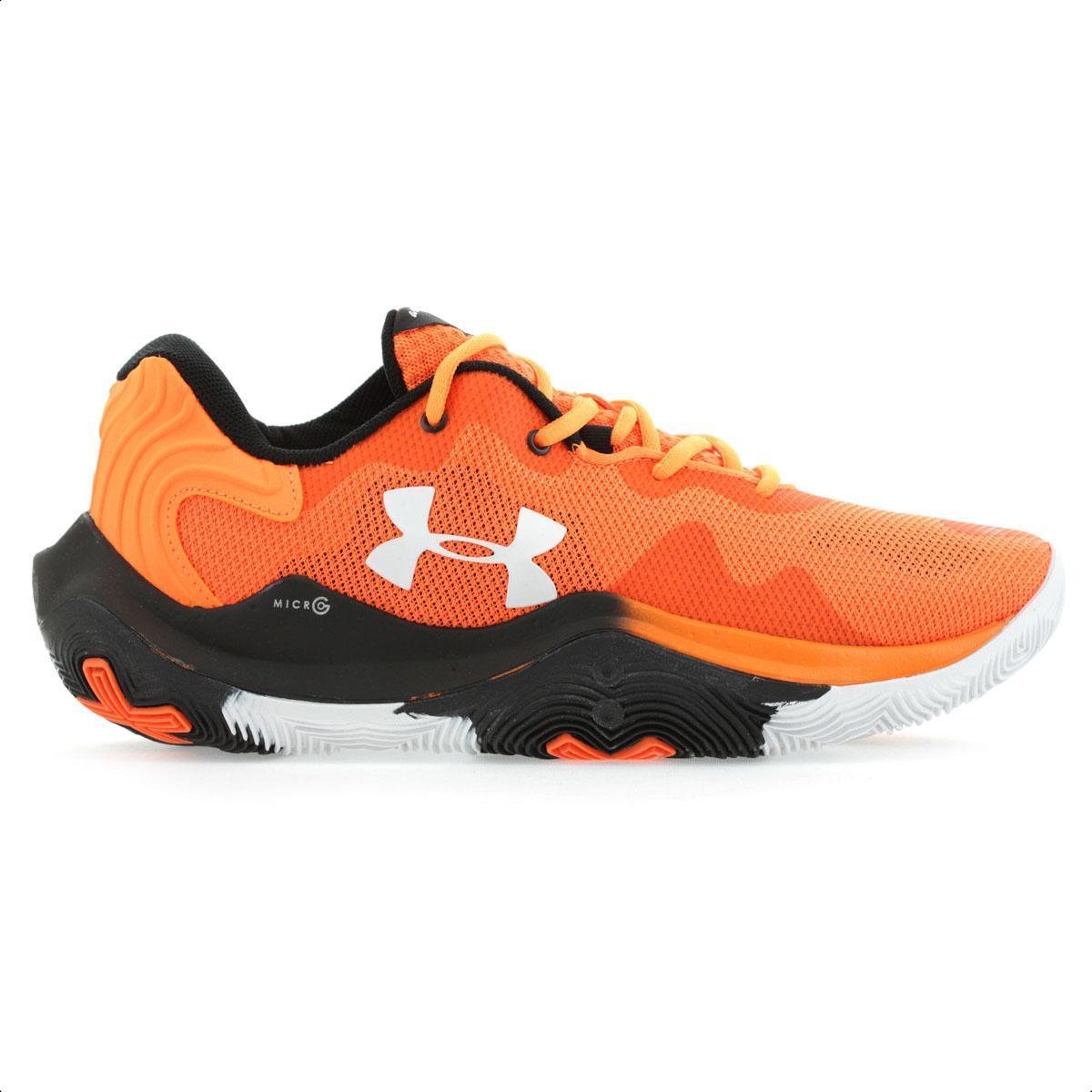 Tênis Under Armour Basket Buzzer Laranja e Preto - Masculino Menor preço em Tênis Under Armour Basket Buzzer Laranja e Preto - Masculino
