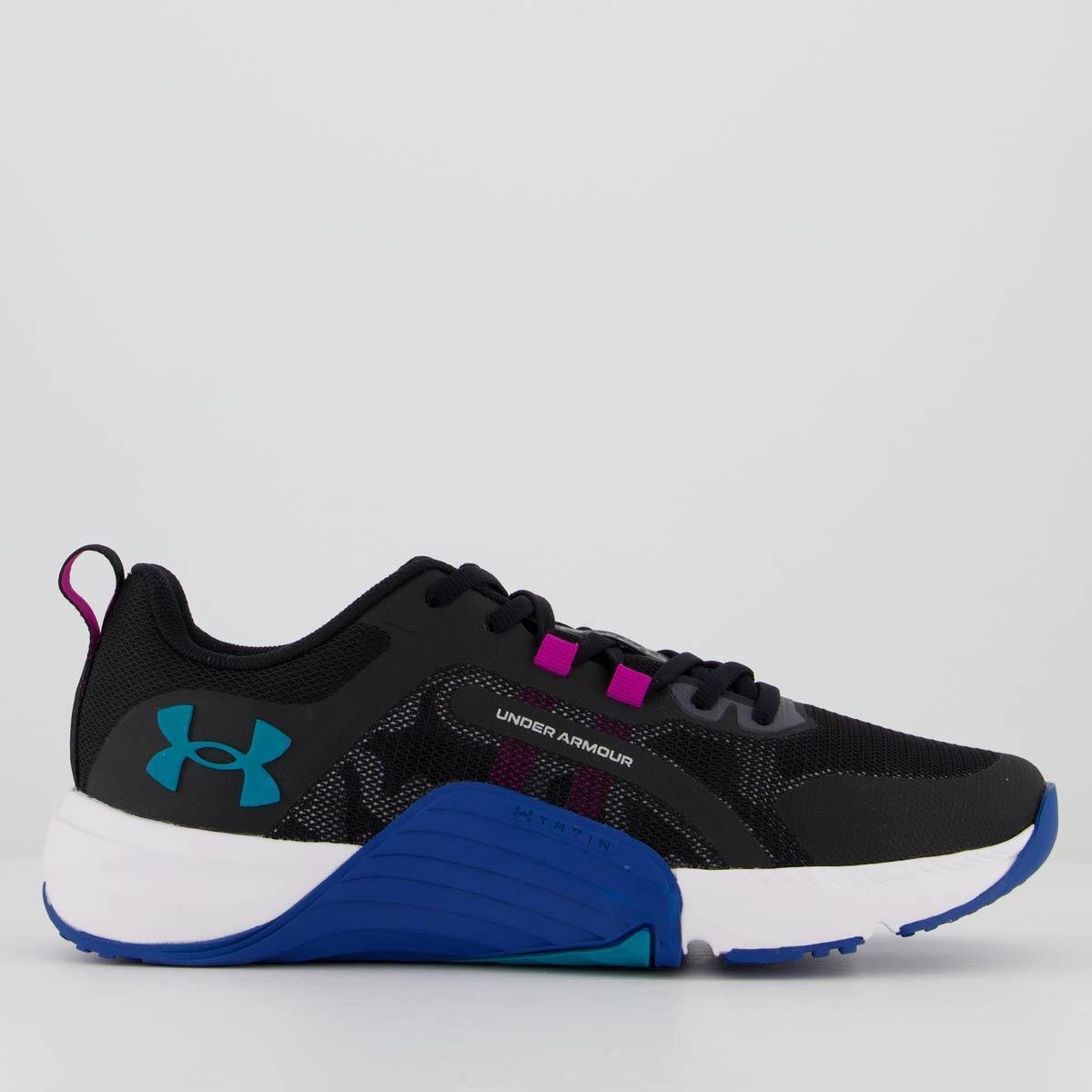 Tênis Under Armour Tribase Resps Preto e Azul Menor preço em Tênis Under Armour Tribase Resps Preto e Azul