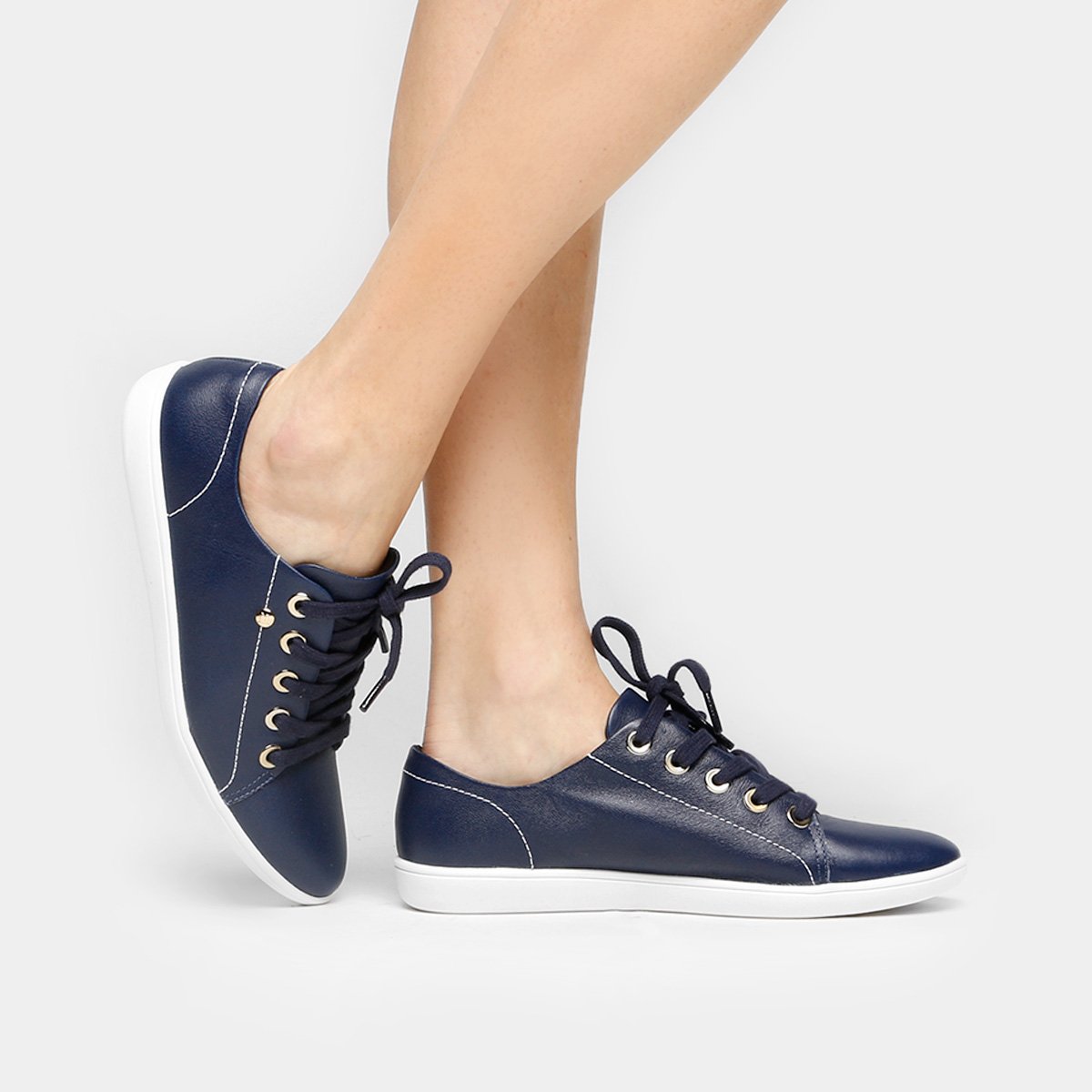 Tênis Couro Usaflex Cadarço Feminino - Branco | Netshoes