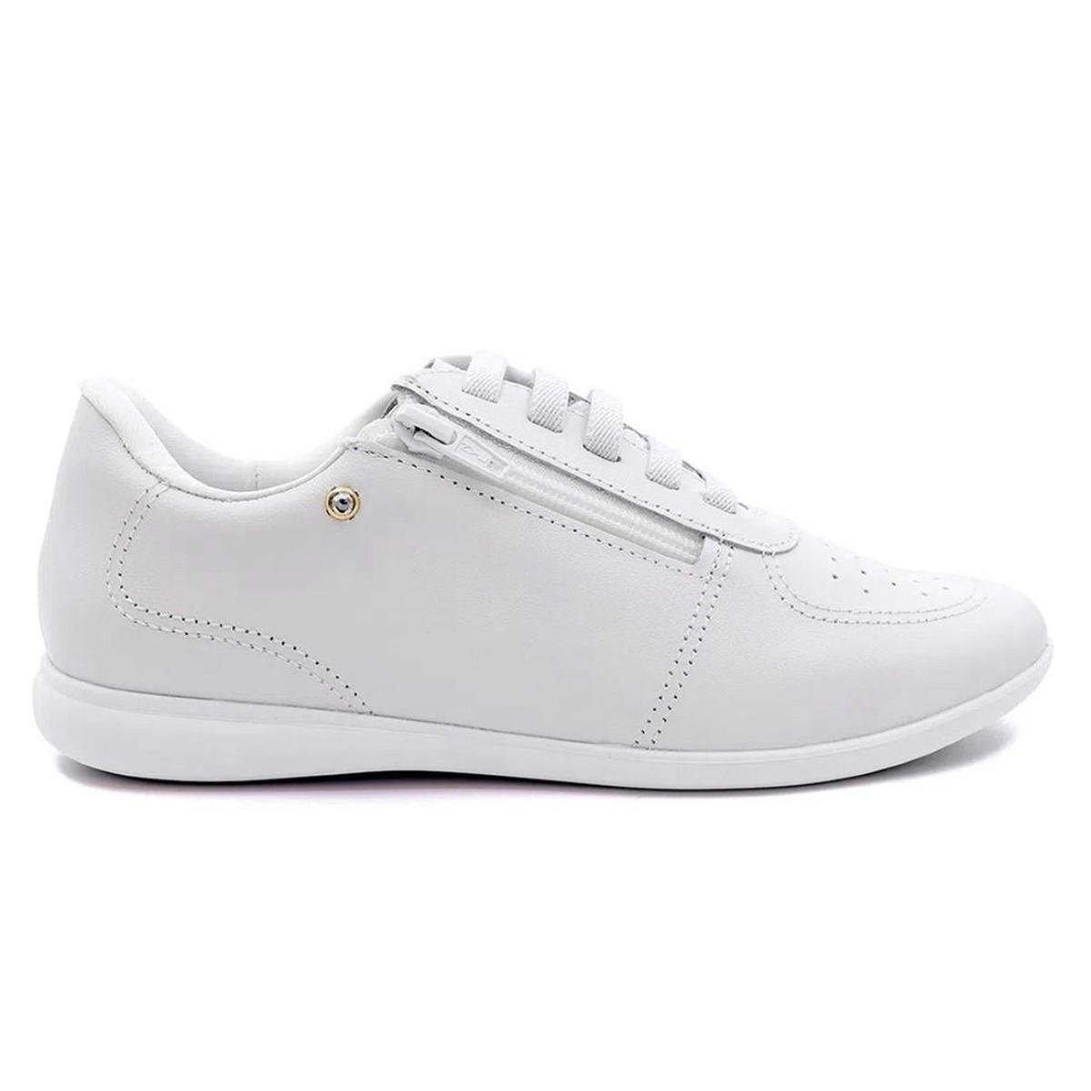 Tênis Usaflex Feminino Casual Zíper Couro Detalhe Brilho AI3407