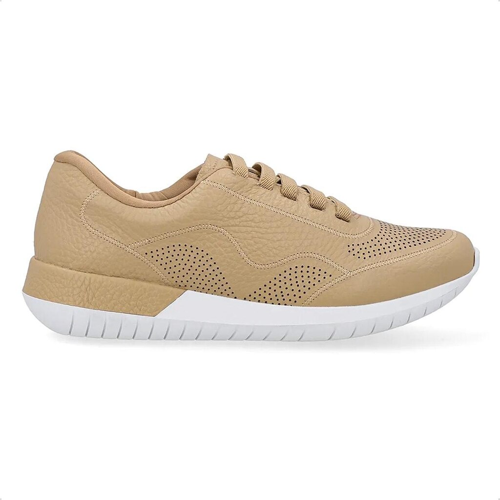 Tênis Usaflex Feminino em Couro Cadarço Elástico Casual AH1721