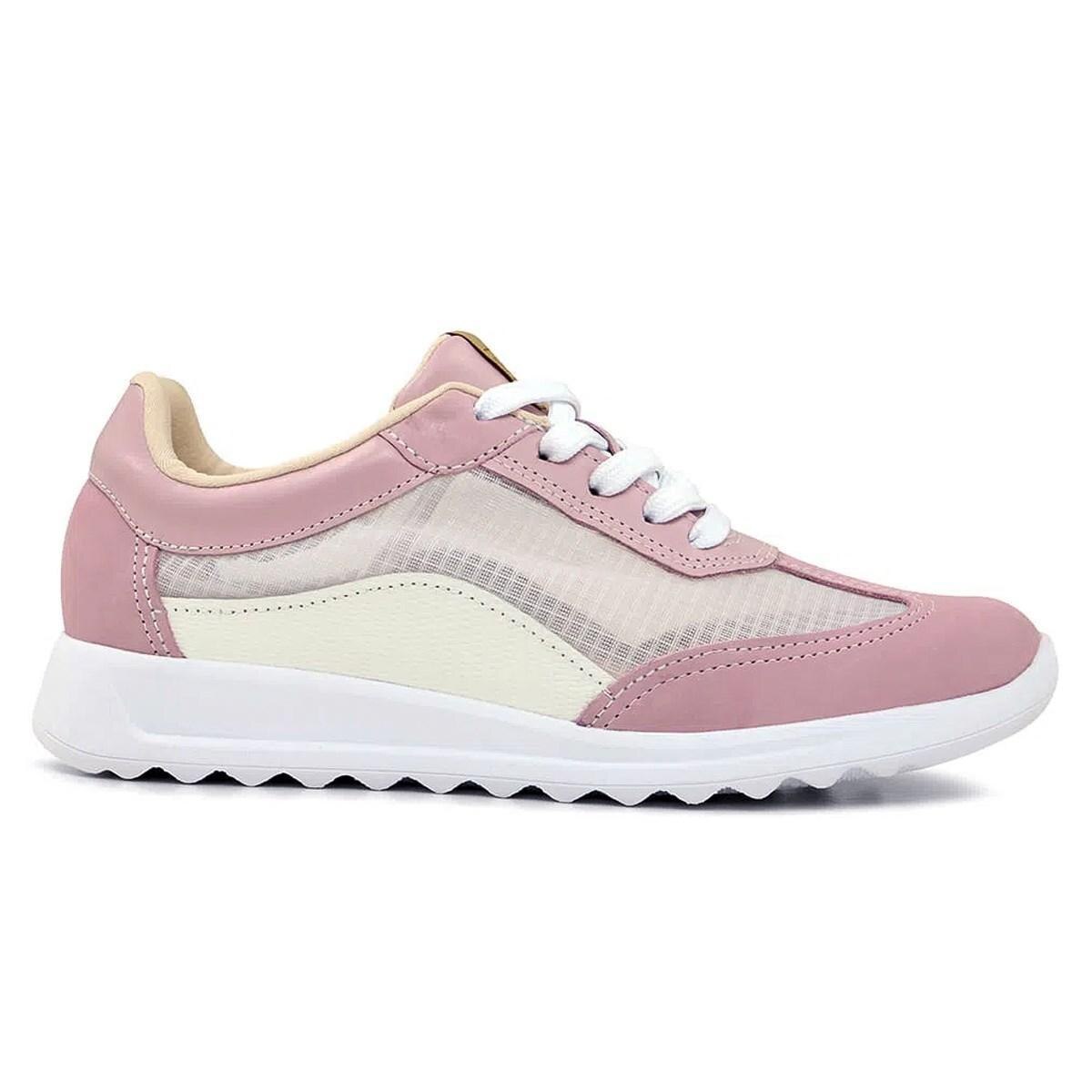 Tênis Usaflex Feminino Plataforma Couro Com Tela AG1106 - Lilás+Branco |  Netshoes