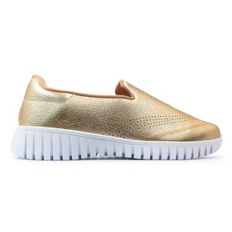 Tênis Usaflex Feminino Slip On Couro Casual AE22040
