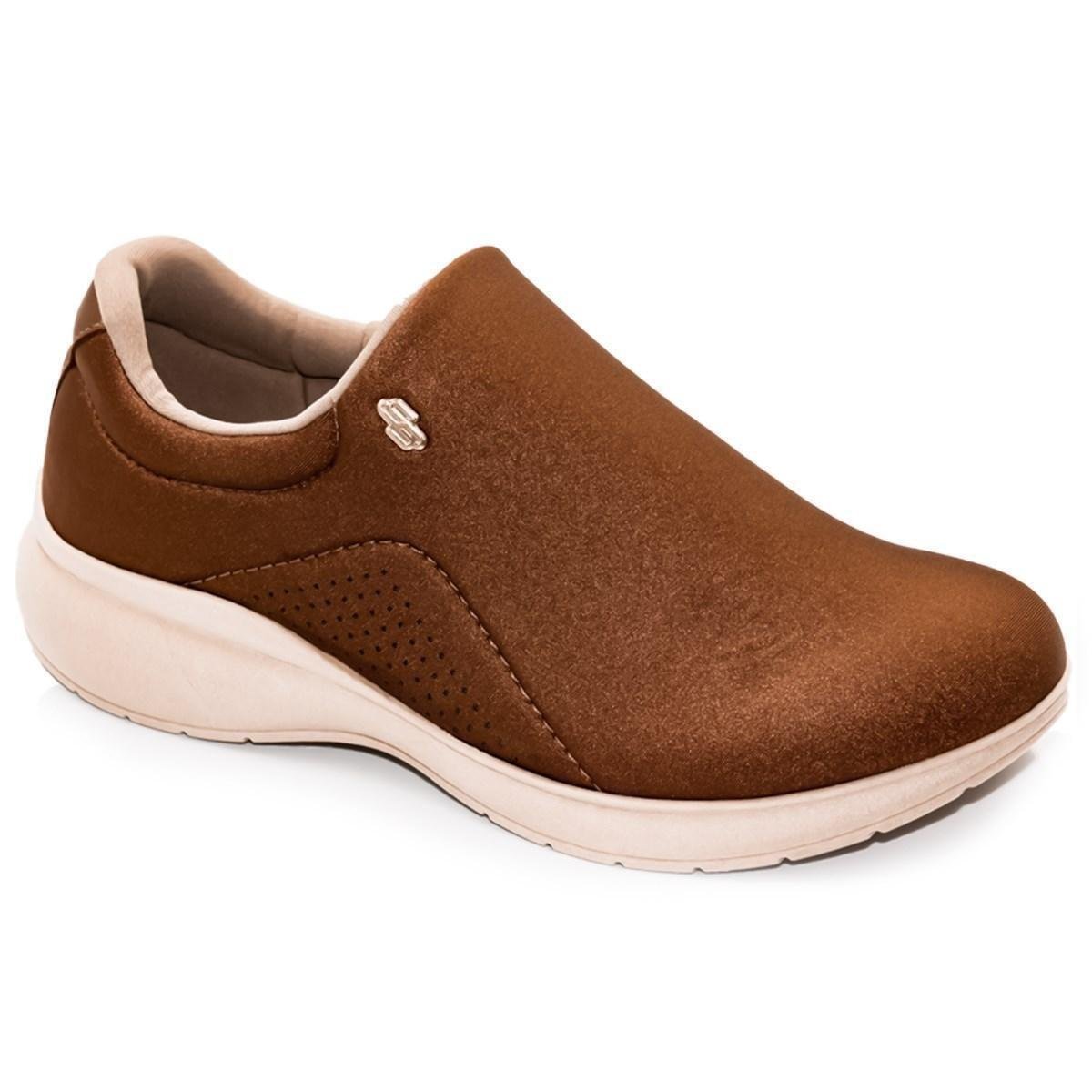 Tênis Usaflex Feminino Slip On Elastano AB6401DB - Marrom | Netshoes