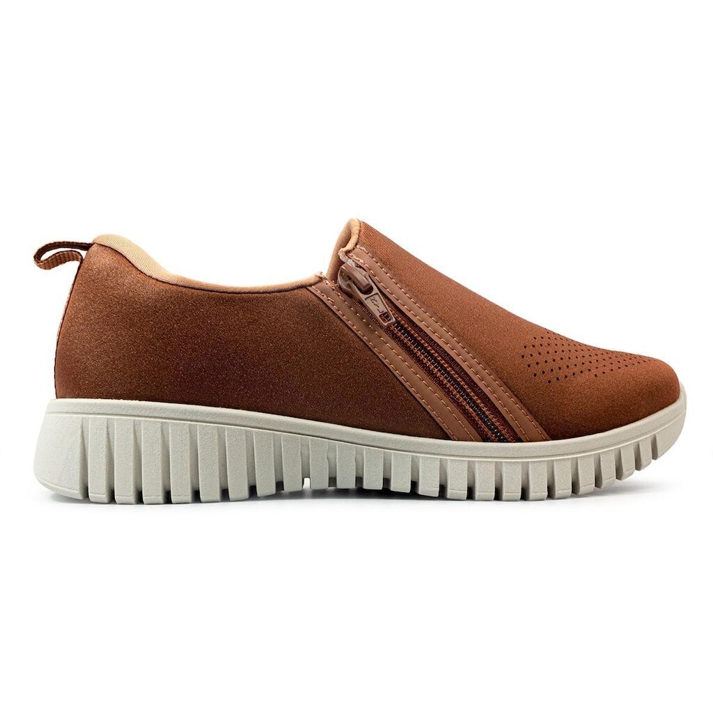 Tênis Usaflex Feminino Slip On Elastano Zíper Casual AE22039