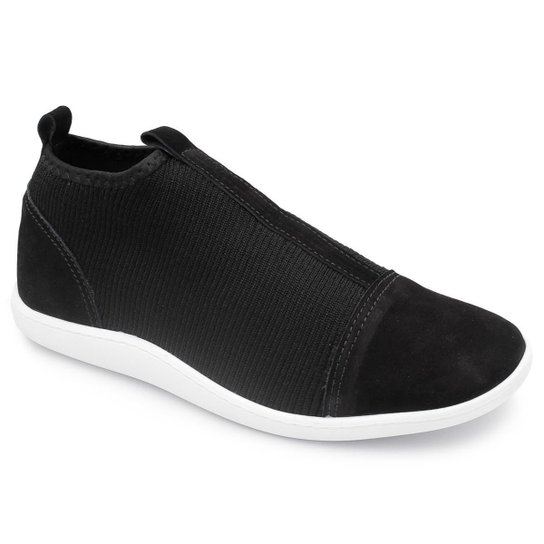 Tênis Usaflex Feminino Slip On Tricot - Preto+Branco Menor preço em Tênis Usaflex Feminino Slip On Tricot - Preto+Branco