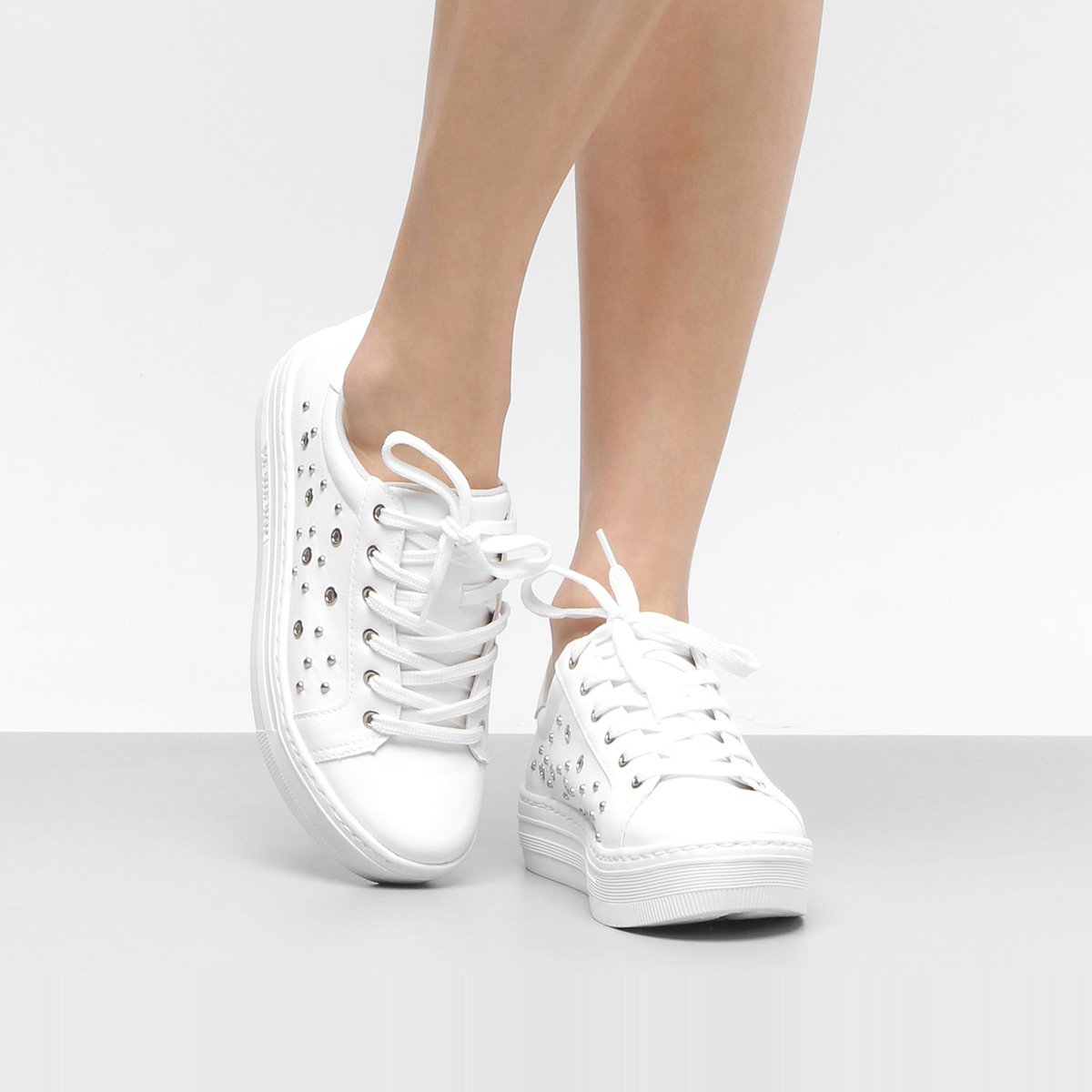 Tênis Via Marte Caixa Alta Metais Feminino - Branco | Netshoes