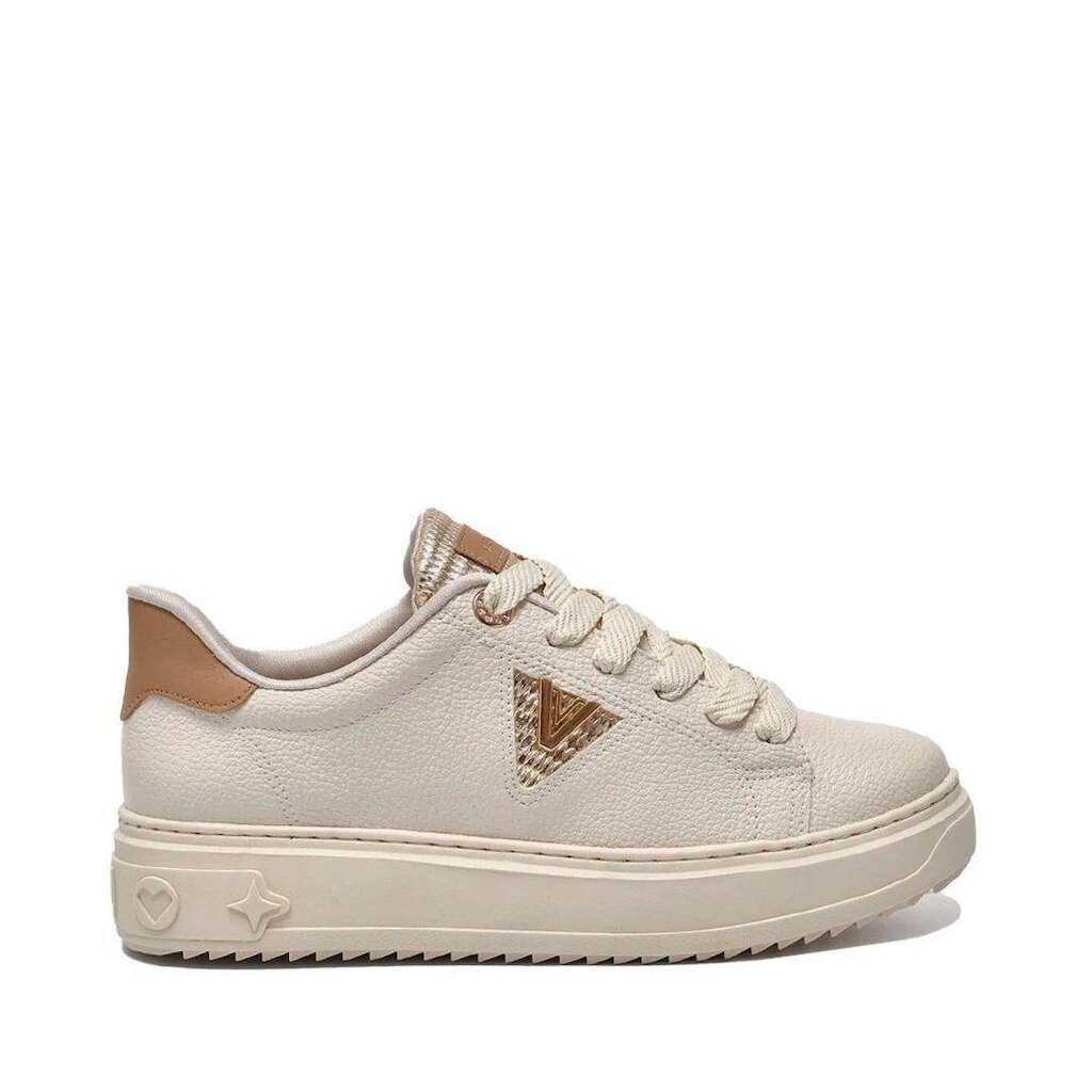 Tenis Via Marte Casual Bege e Dourado