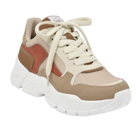 Tênis Via Marte Chunky Recortes Color Feminino - Bege+Marrom Menor preço em Tênis Via Marte Chunky Recortes Color Feminino - Bege+Marrom