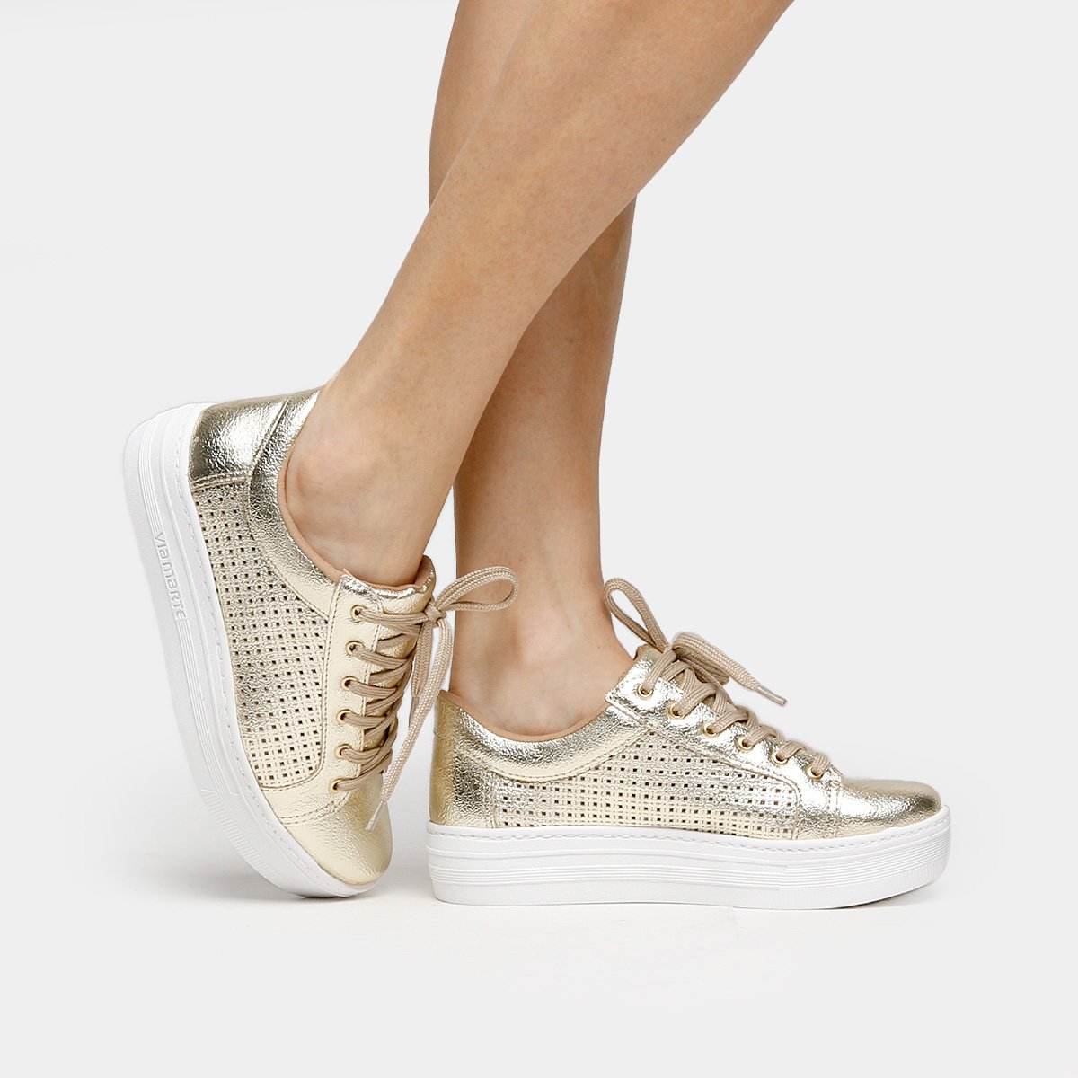 Tênis Via Marte Flatform Metalizado - Dourado | Netshoes