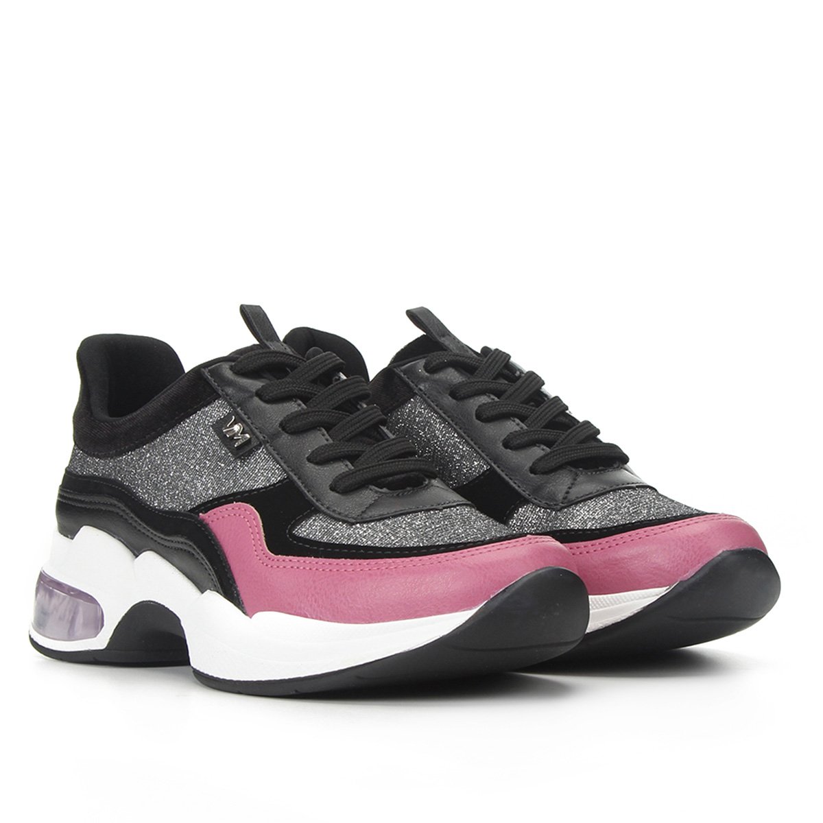 tenis via marte preto com glitter