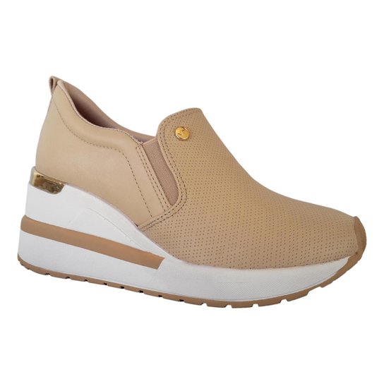 Tênis Via Marte Sneaker Anabela Slip On Plataforma Feminino - Nude Menor preço em Tênis Via Marte Sneaker Anabela Slip On Plataforma Feminino - Nude