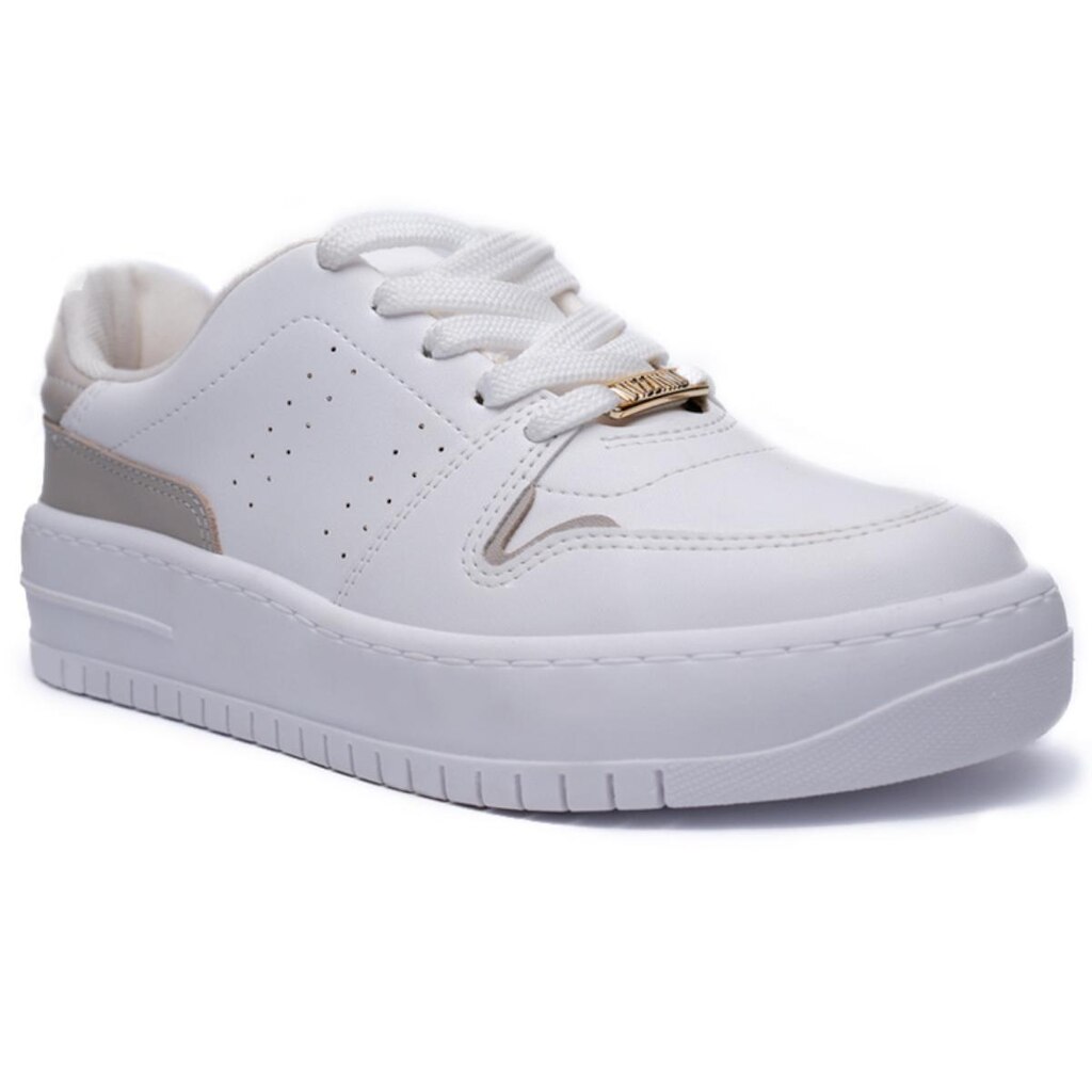 Tênis Vizzano Camurça Perfuros Feminino - Branco e Bege - 40