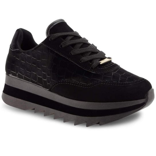 Tênis Vizzano Jogging Flatform Tratorado Nobuck Feminino Preto