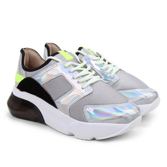 Tênis Vizzano Neon Furta-Cor Feminino Prata+Preto Netshoes